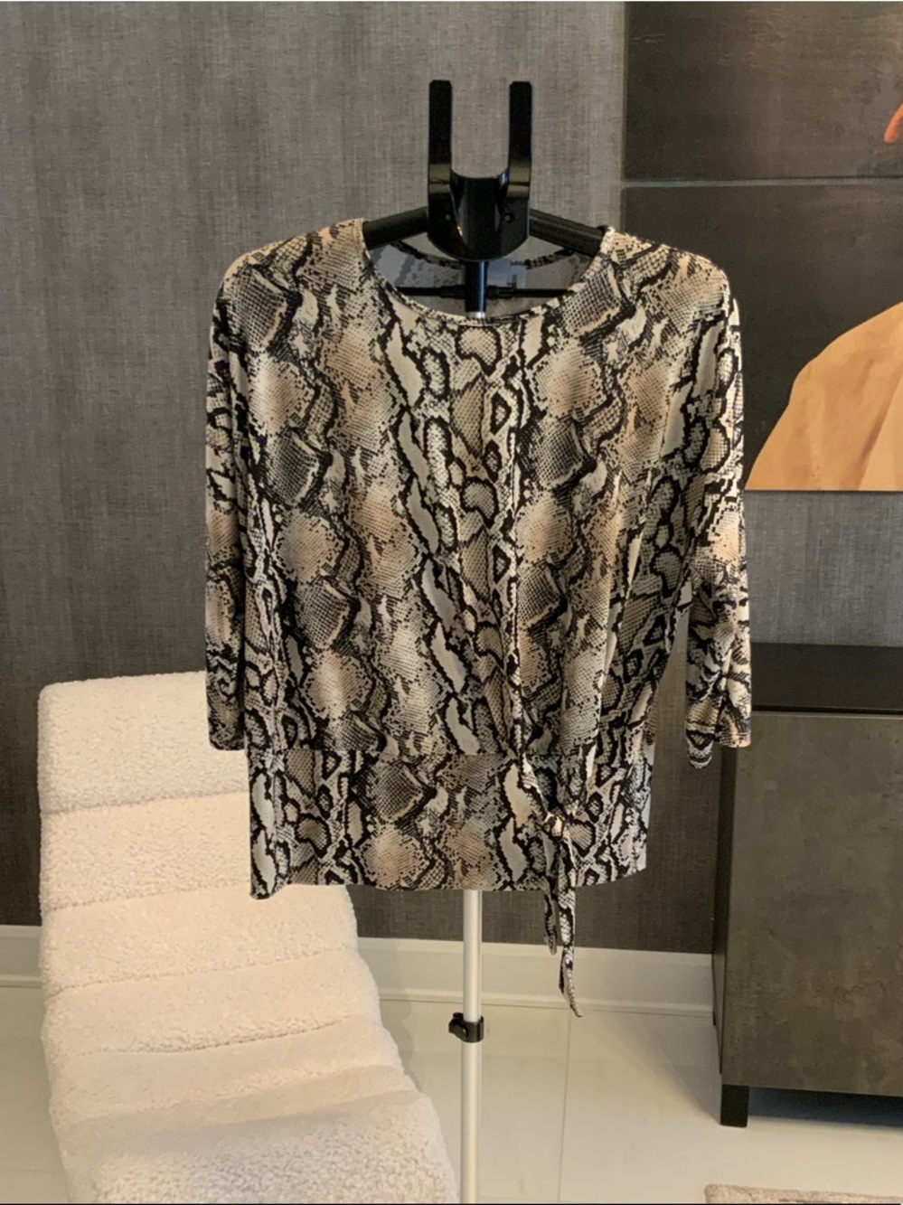 Joseph Ribkoff Snake-Print Tie-Waist Blouse - 10